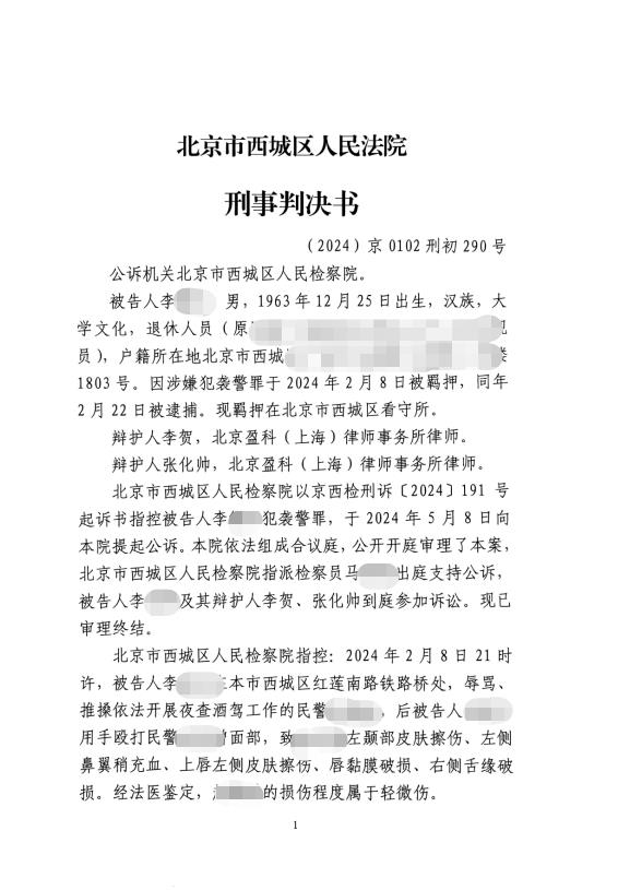 李某某袭警案案判决书